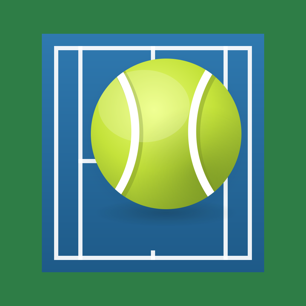 The Luasc app icon: a tennis ball over a hard court in blue and green